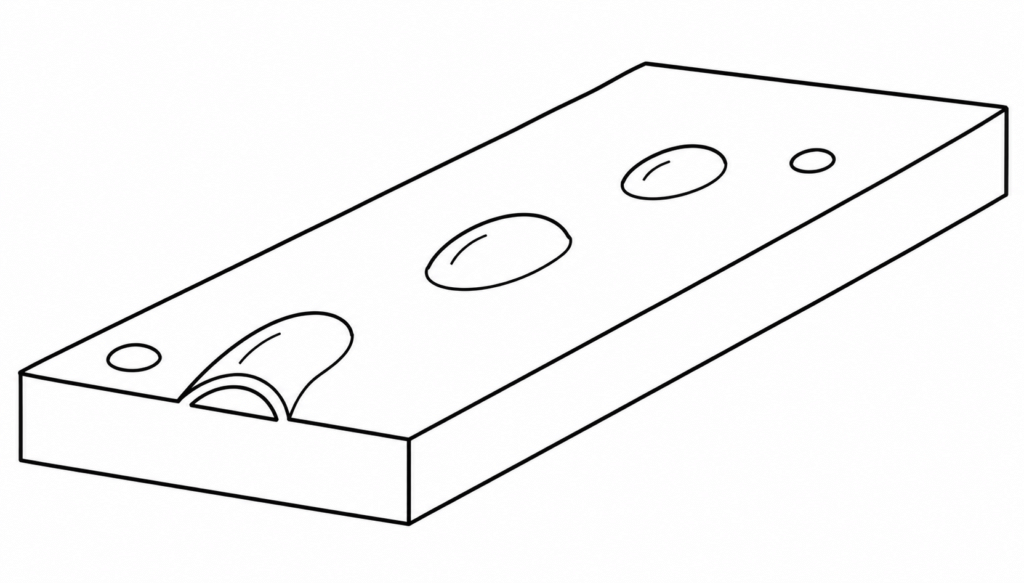 Typical appearance of blisters on an aluminium extrusion surface